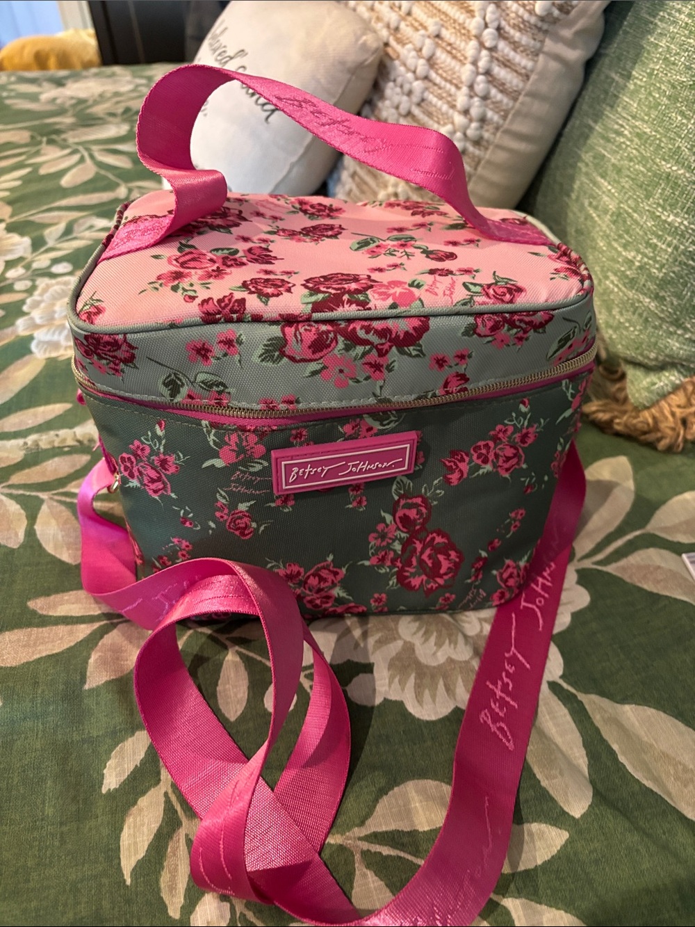 Betsey Johnson Pink Floral Cosmetic Bag